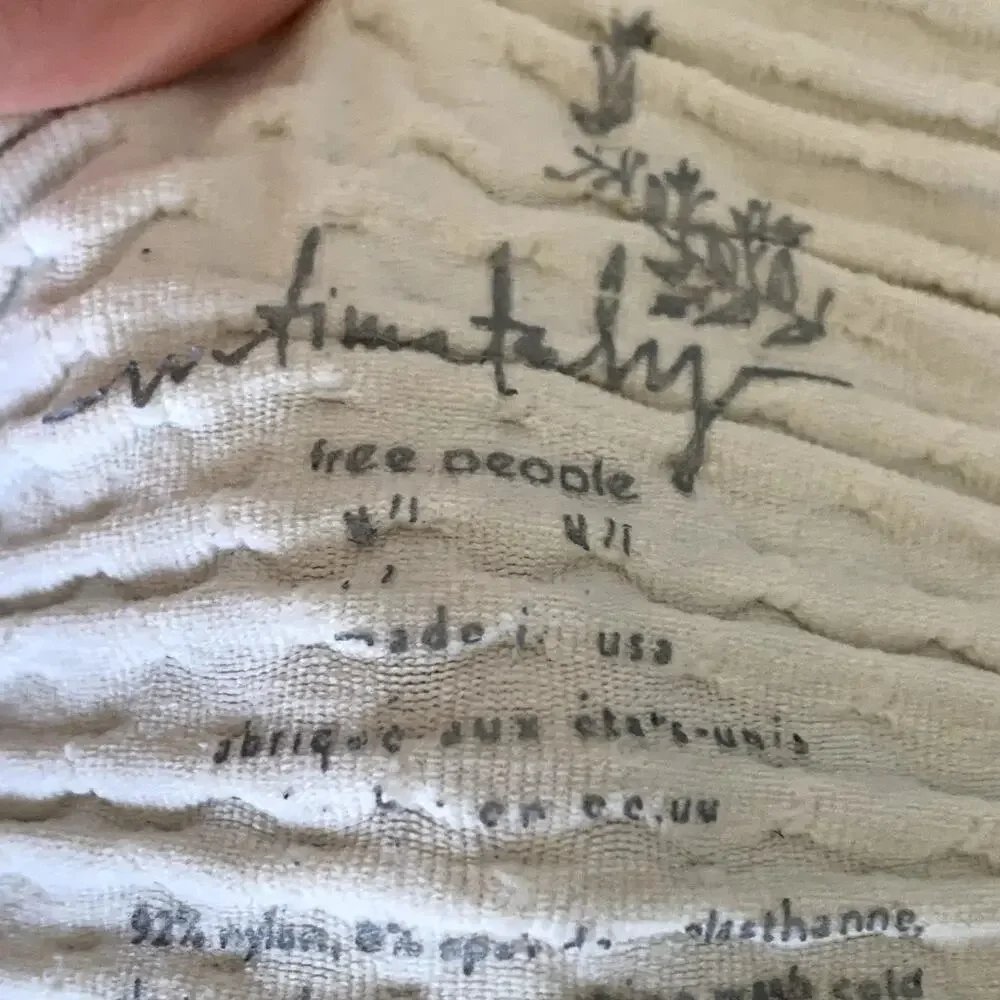 NEW Free People Intimate Seamless Textured Long Sleeve Crop Top in Cream